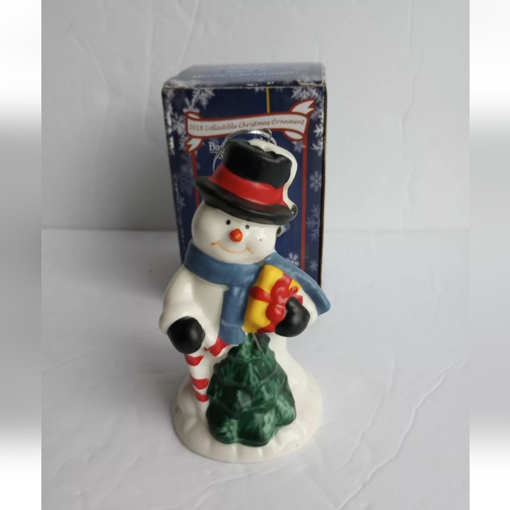 Frosty Snowman Christmas Ringing Bell Ornament Collectible Badcock 2018